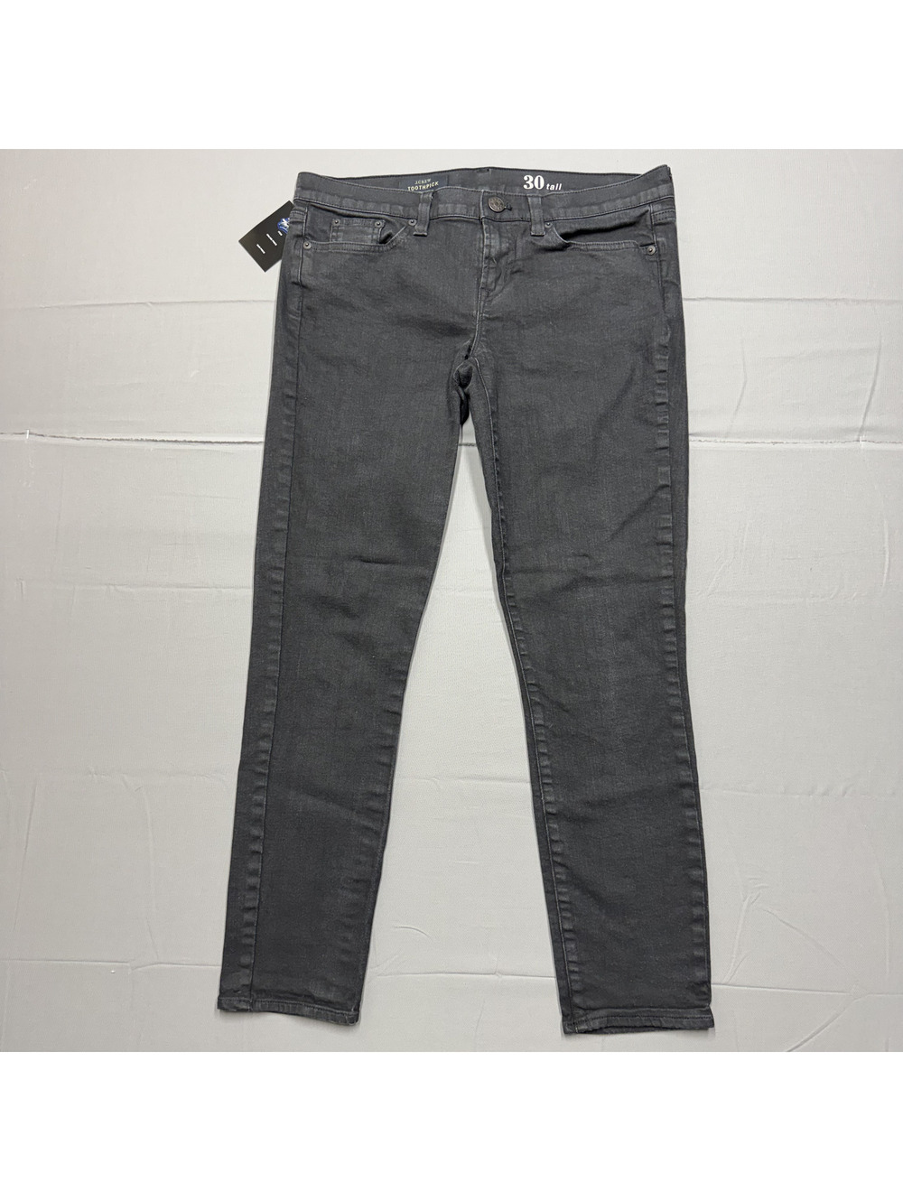 J.Crew Womens Toothpick Skinny Jeans Denim Size 30 Tall Gray Faded Black Casual